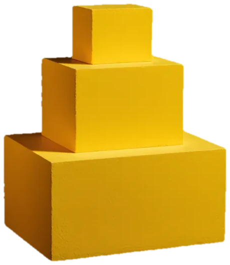 Blocos amarelos empilhados em 3D