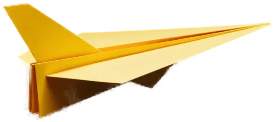Avião de papel amarelo em 3D